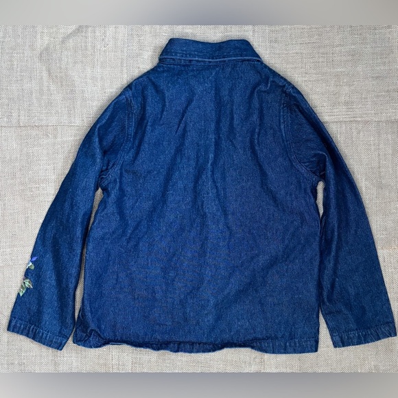 Vermont Country Store Floral Embroidery Denim Shirt Sz Medium Chore Prairie Farm - Picture 4 of 5